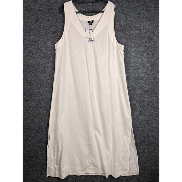 NEW DKNY White Sleeveless LINEN Maxi Dress Summer Dress Women's XX-Large XXL - Picture 1 of 10